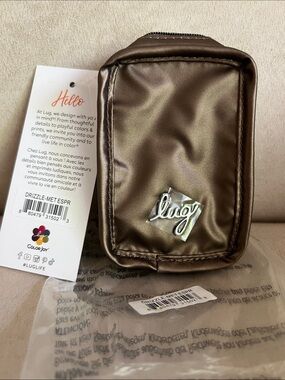 NWT Lug Drizzle Mini Zip Storage Pouch in Metallic Espresso